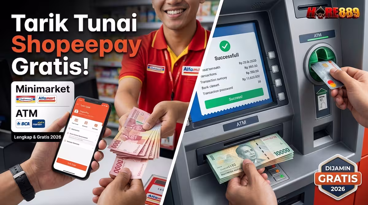 Cara Tarik Tunai Shopeepay Gratis di Minimarket & ATM secara Lengkap & Gratis 2026 Hore889